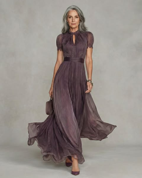 Ashley | Vintage Elegant Chiffon Maxi Dress