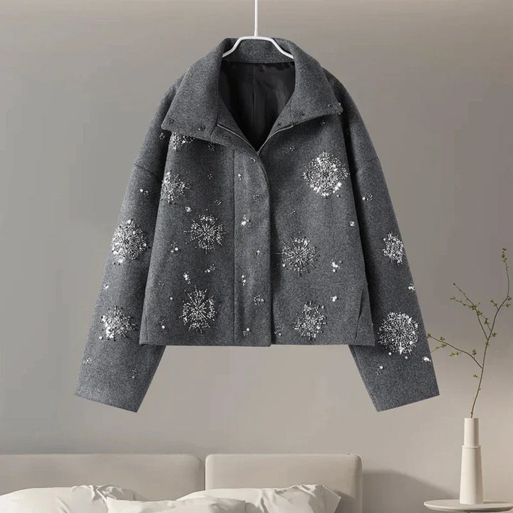 Women's Embroidery Beading Pea Coat