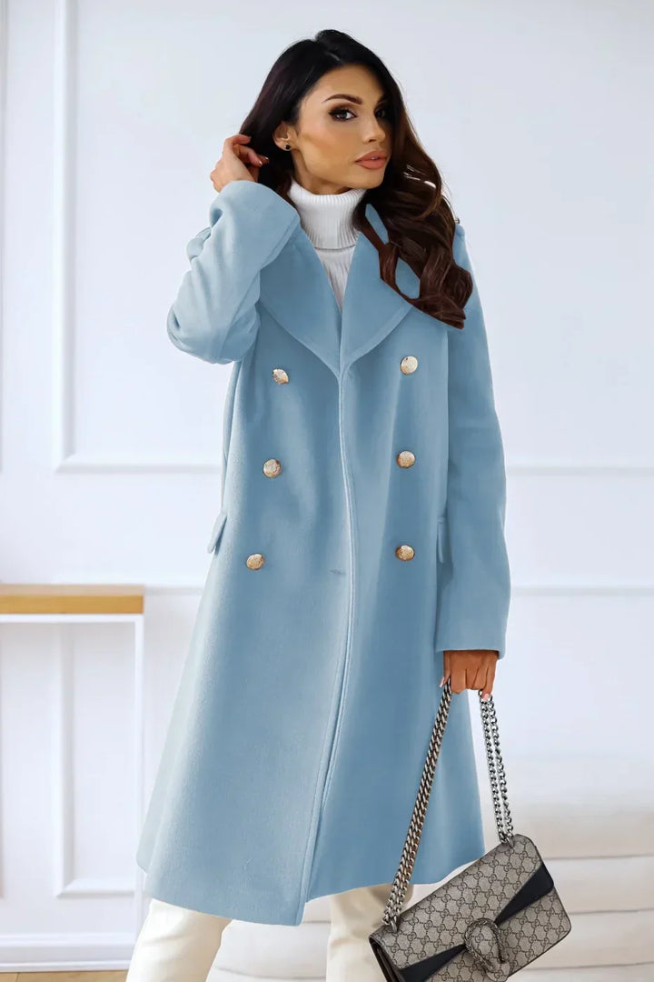 Korean Wool Coat – Double-Breasted Elegant Design for Cozy Autumn Style