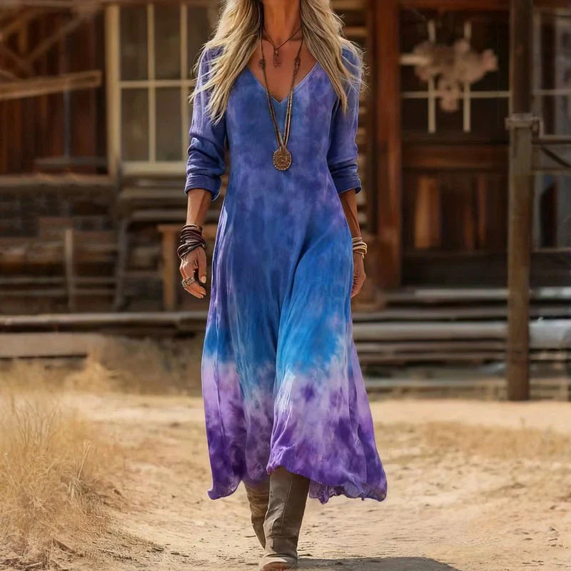 Mea | Long Sleeve Vintage Casual Dress
