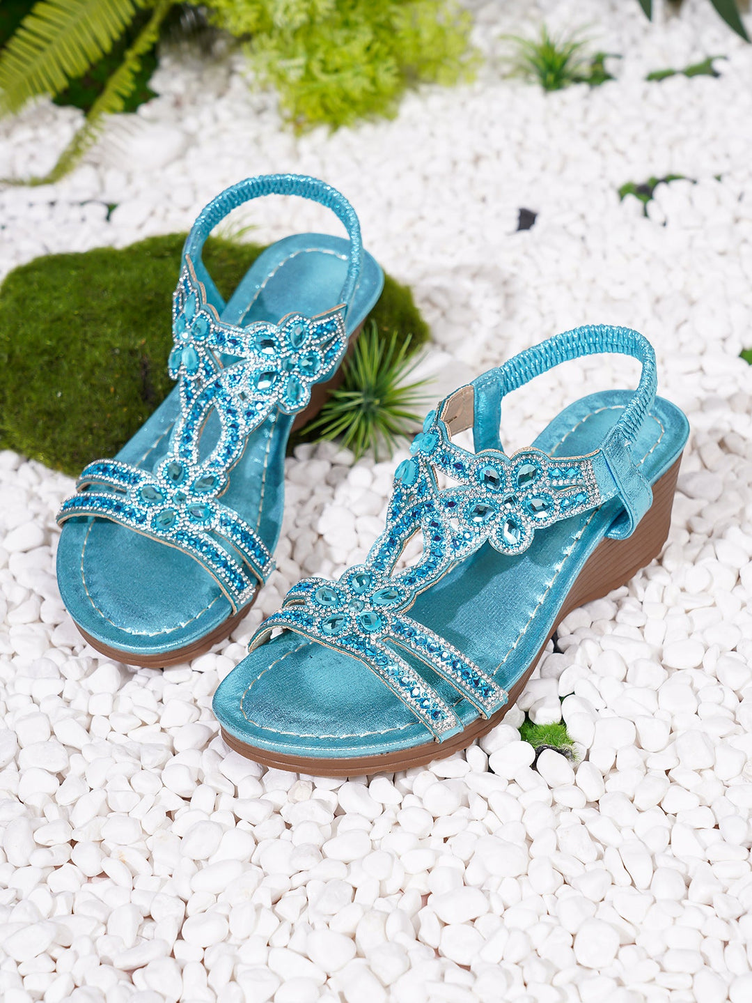 Carolyn™ | Elegant Crystal Wedge Sandals