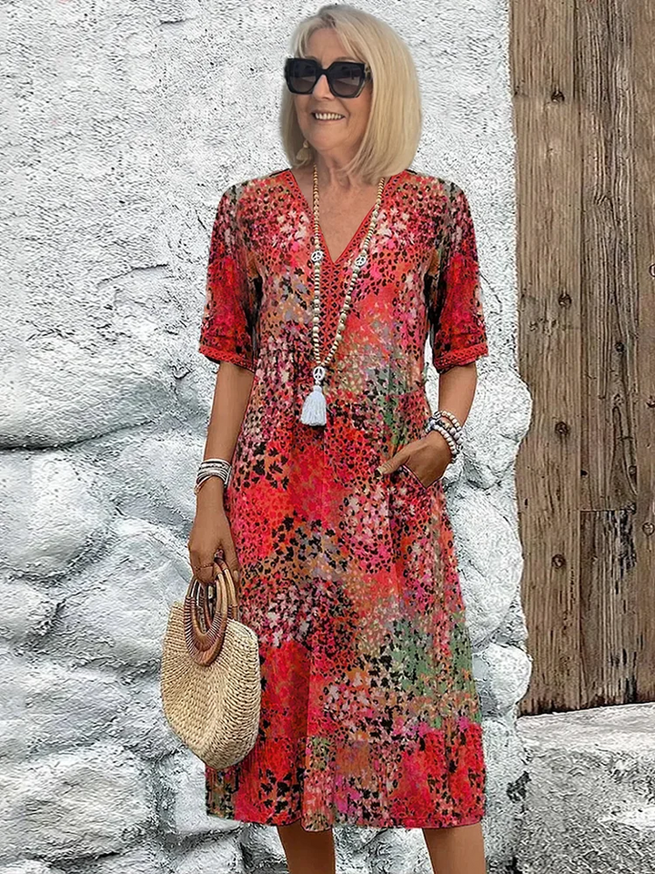 Sarah | Elegant Printed Midi Dress