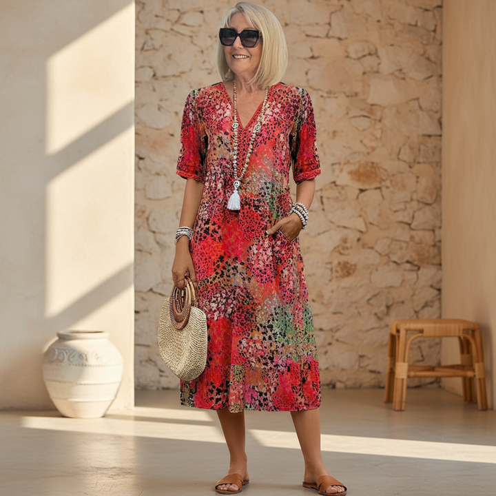 Sarah | Elegant Printed Midi Dress