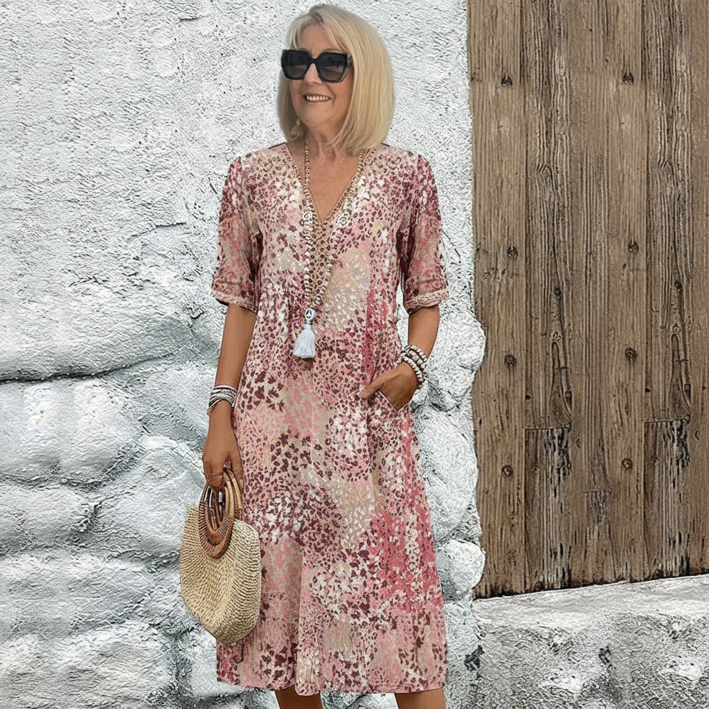 Sarah | Elegant Printed Midi Dress