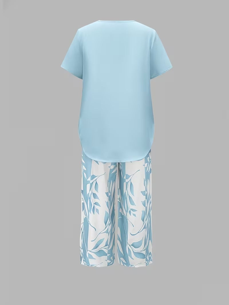 Laila | Casual Leaf Print Two-Piece Set