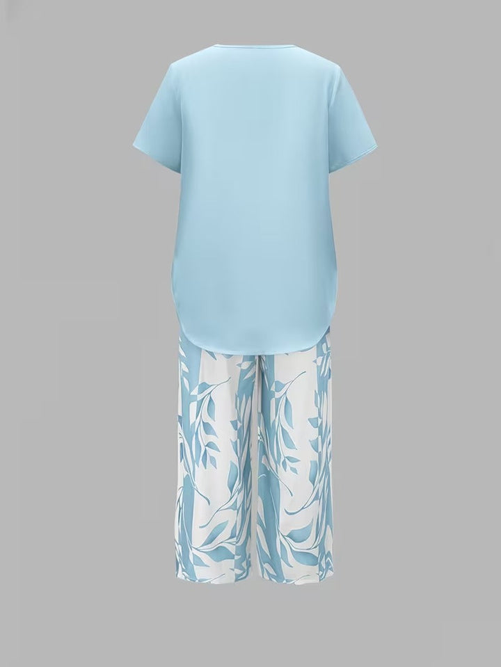 Laila | Casual Leaf Print Two-Piece Set