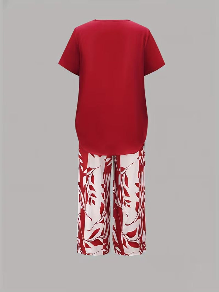 Laila | Casual Leaf Print Two-Piece Set