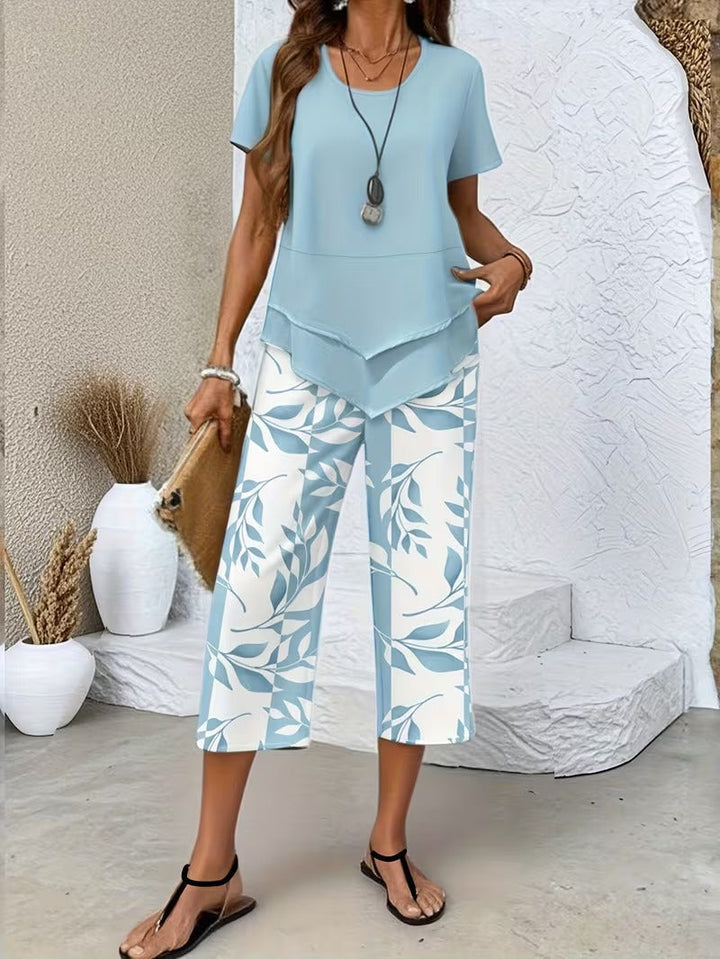 Laila | Casual Leaf Print Two-Piece Set