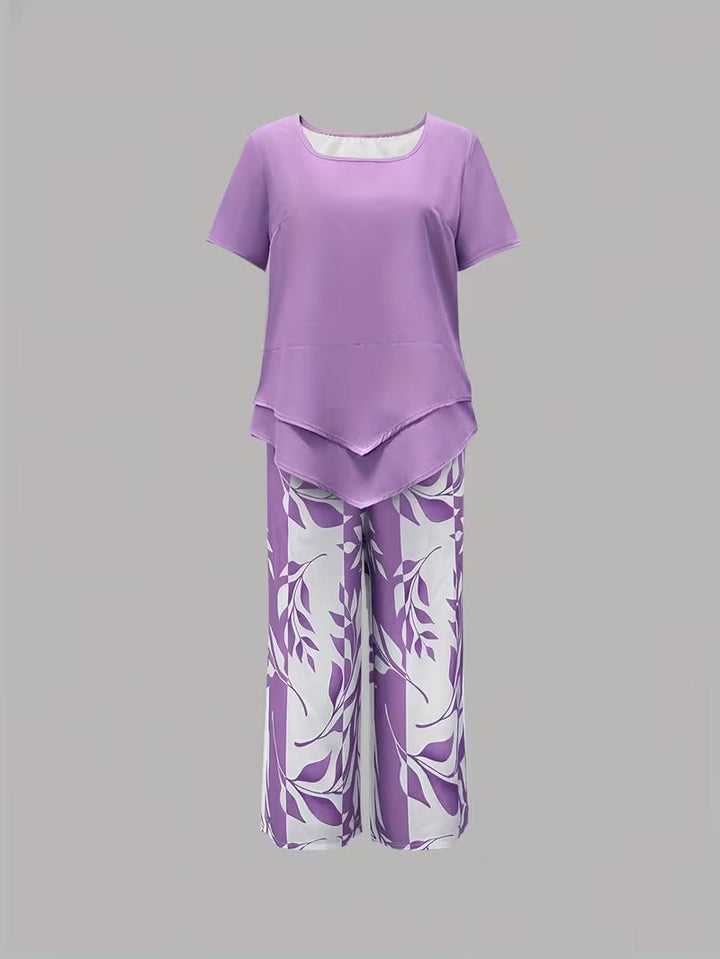 Laila | Casual Leaf Print Two-Piece Set