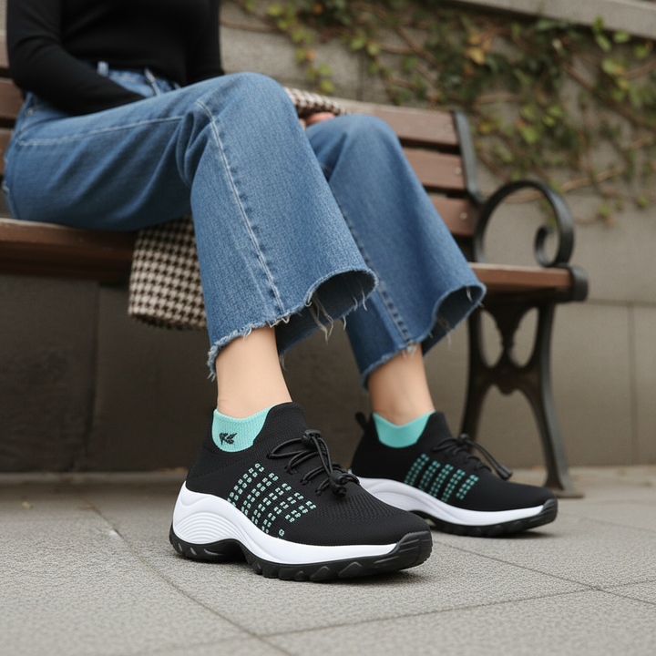 Ambulo Orthopedic Shoes Knit Fabric - Green Black