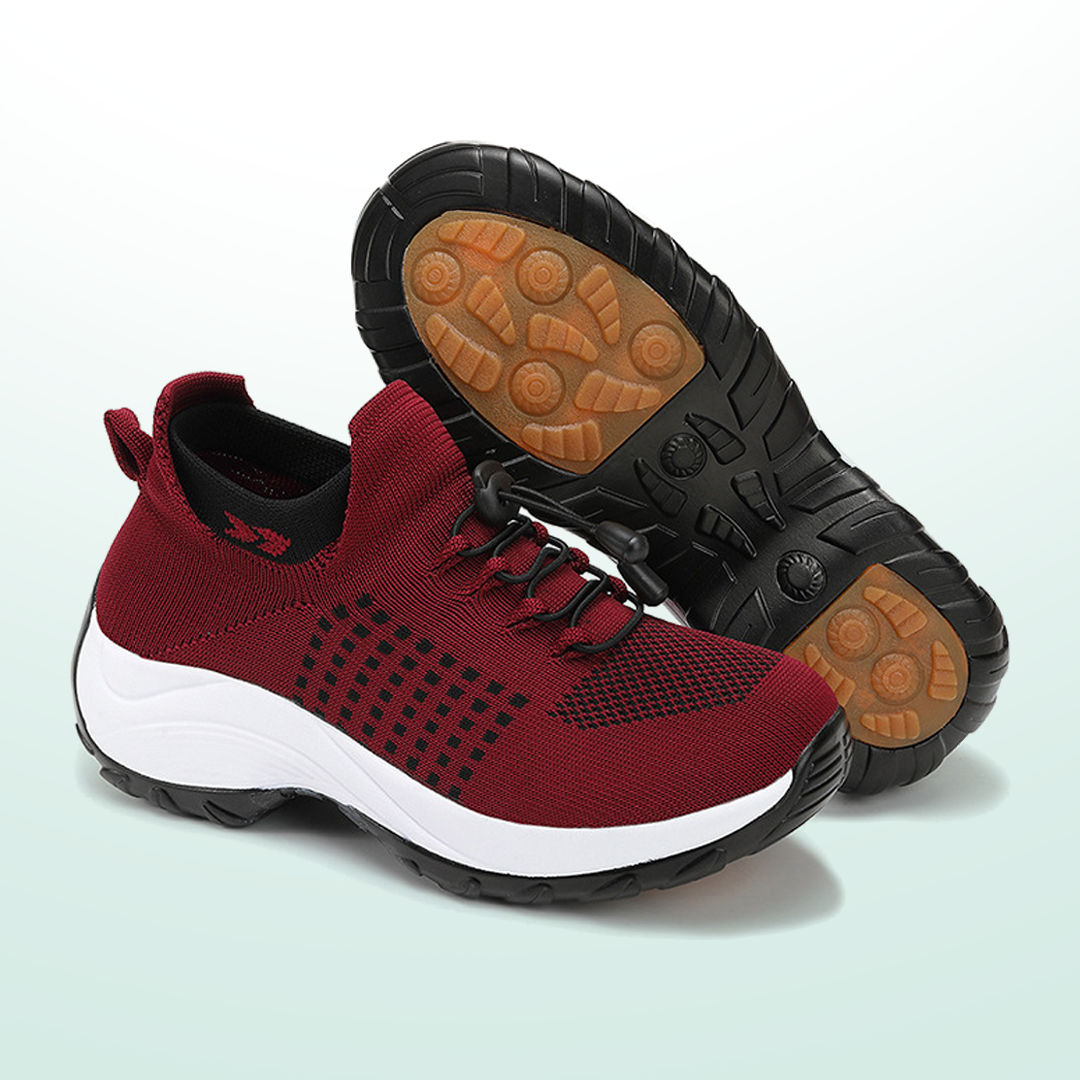 Ambulo Orthopedic Shoes Knit Fabric - Black Red