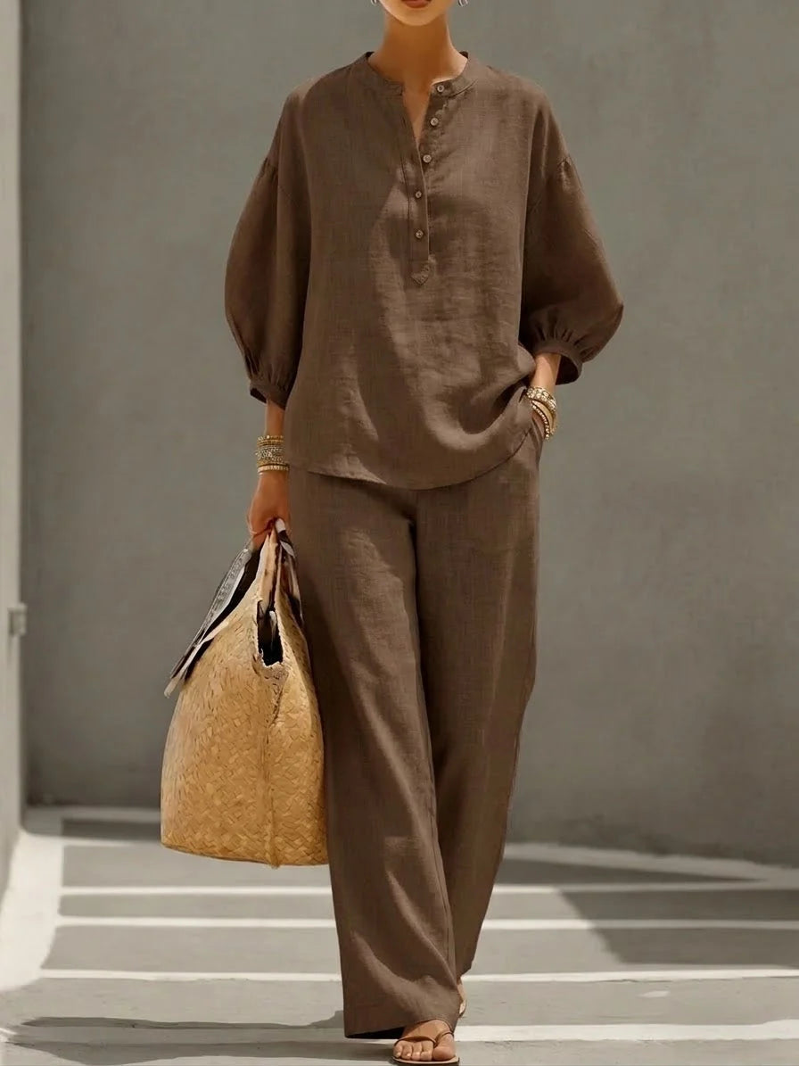 Camille | Relaxed Linen Button-Up Two-Piece Set