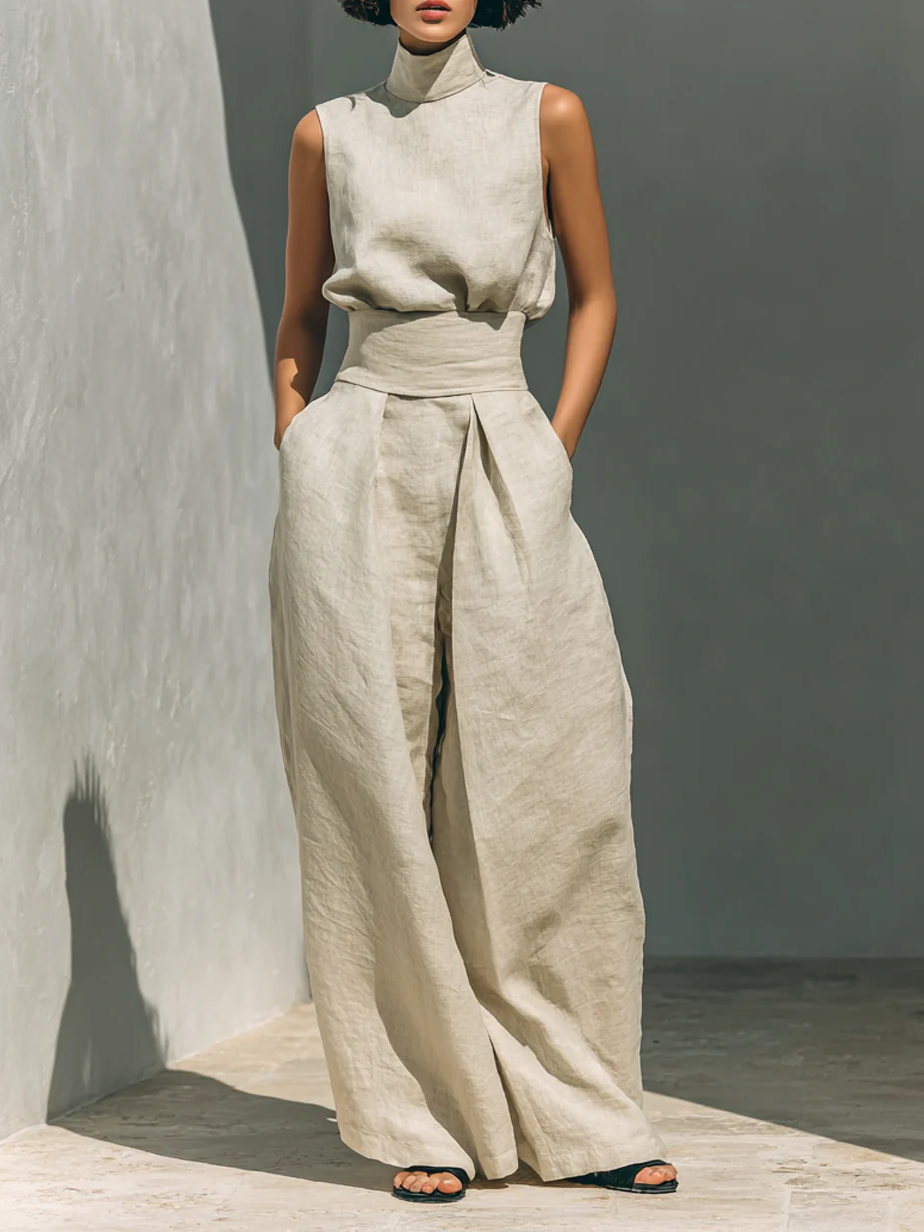 Arianne | Elegant Linen Wide-Leg Set