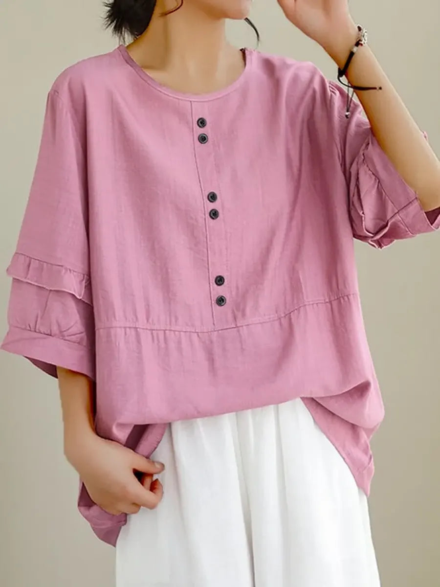 Elise™ | Relaxed Linen Blend Blouse