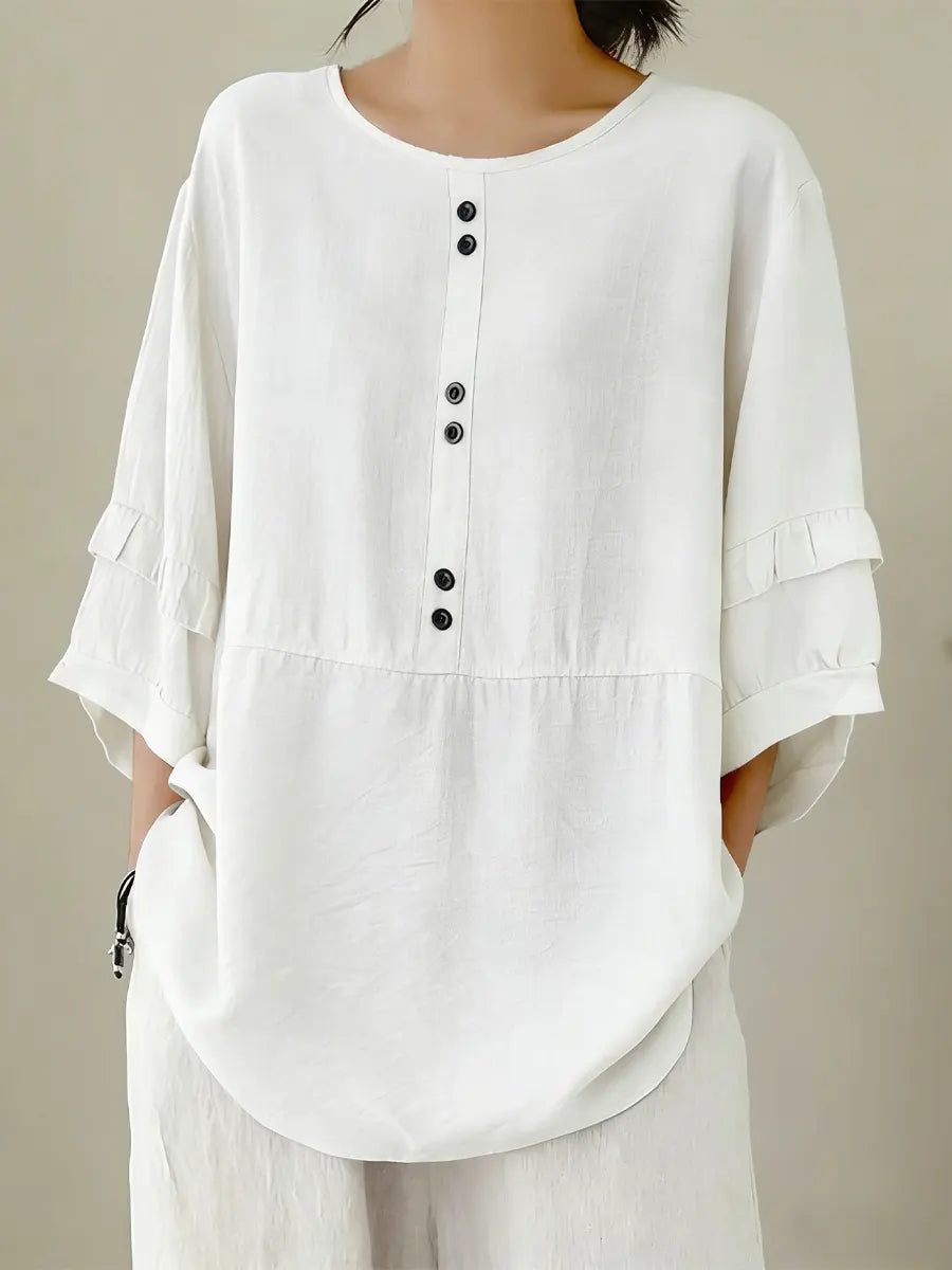 Elise™ | Relaxed Linen Blend Blouse