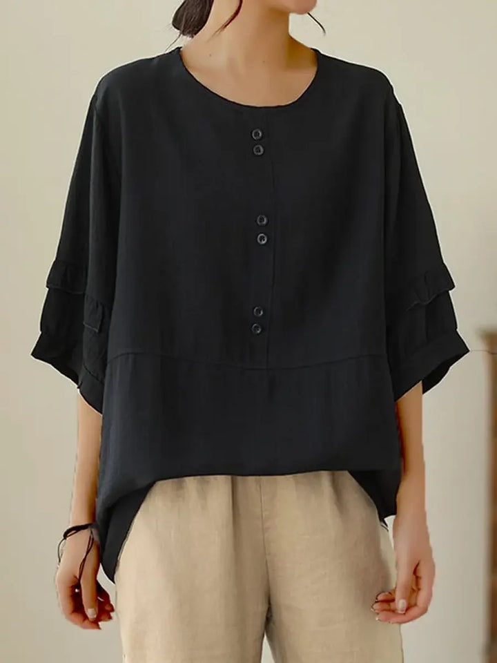 Elise™ | Relaxed Linen Blend Blouse