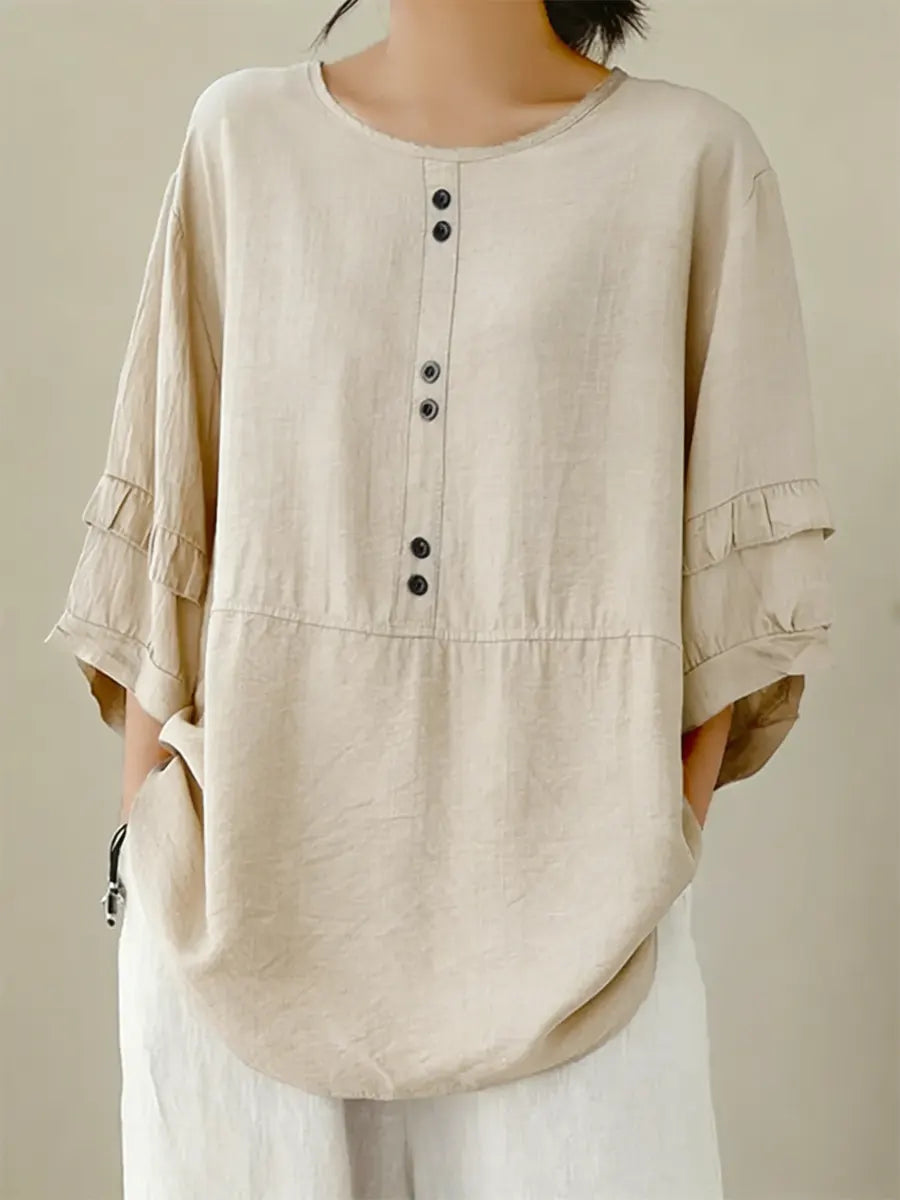 Elise™ | Relaxed Linen Blend Blouse