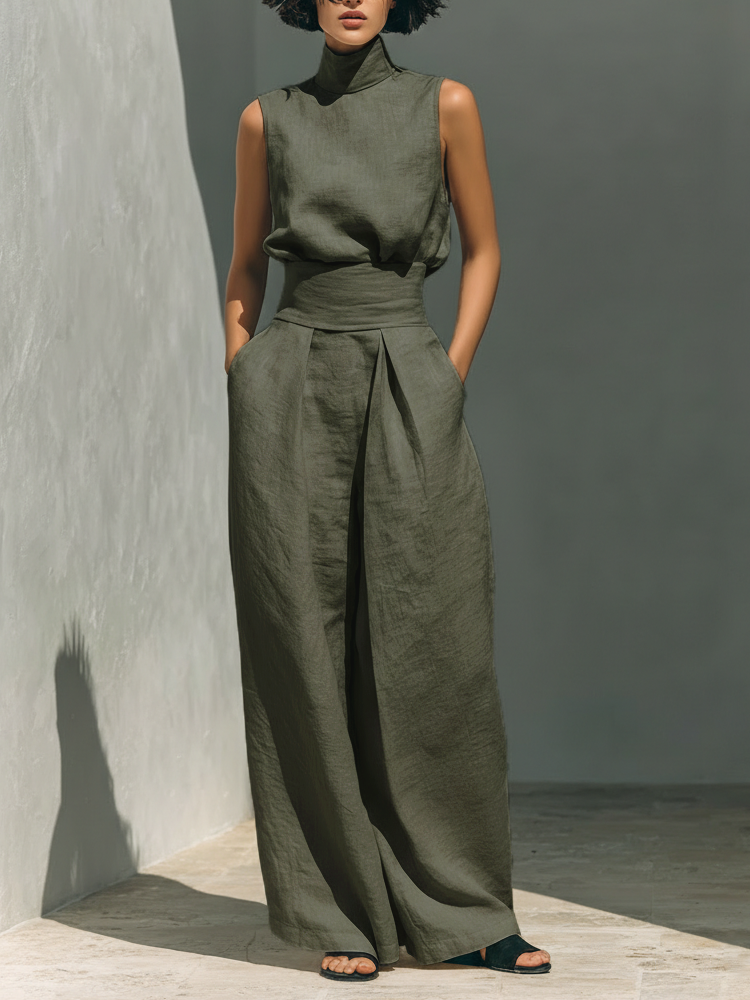 Arianne | Elegant Linen Wide-Leg Set