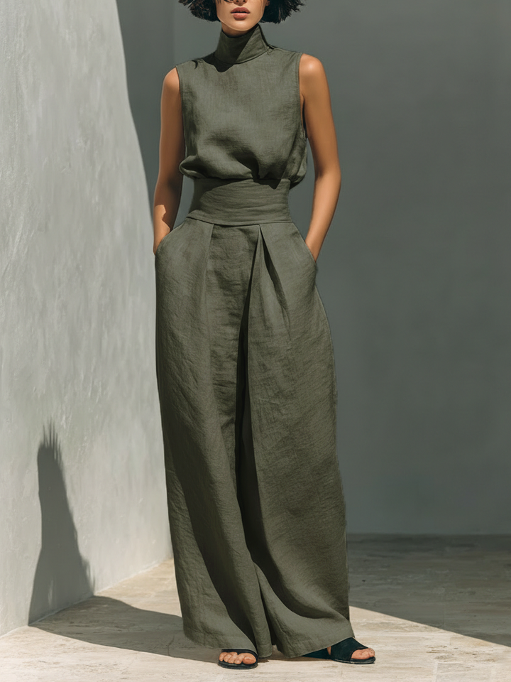 Arianne | Elegant Linen Wide-Leg Set