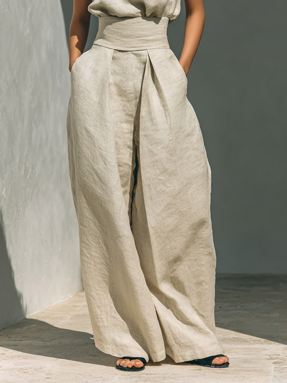 Arianne | Elegant Linen Wide-Leg Set